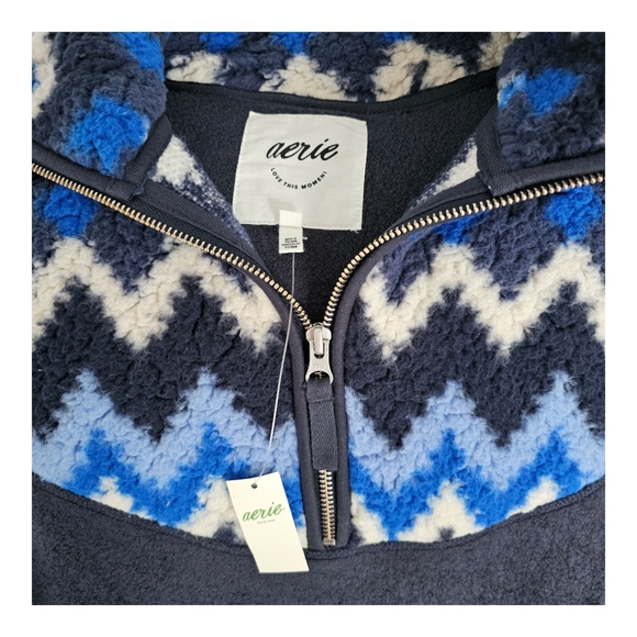 Blue Aerie Quarter Zip Sweatshirt - Picture 6 of 6